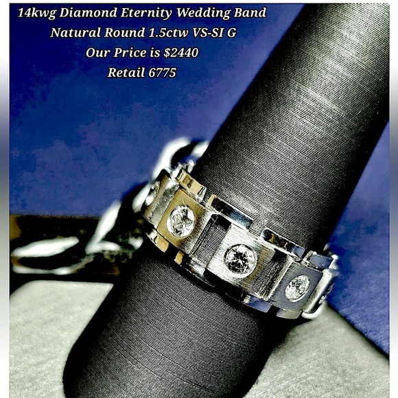 (Special Buy) Brand New 14KW Men’s 1.5ctw VS-G Natural Diamond Eternity Band.